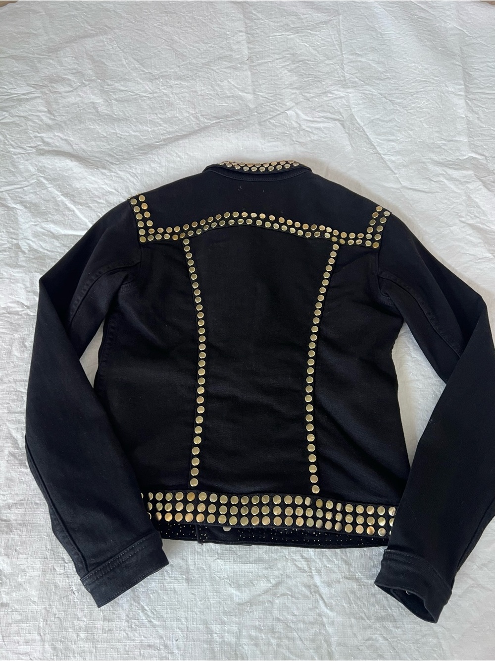 L'Agence Celine Studded Black Cropped Button Front Western Jacket Made USA Sz XS - Picture 11 of 14